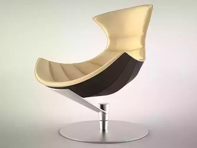 Lobster Chair in beige leather and dark veneer