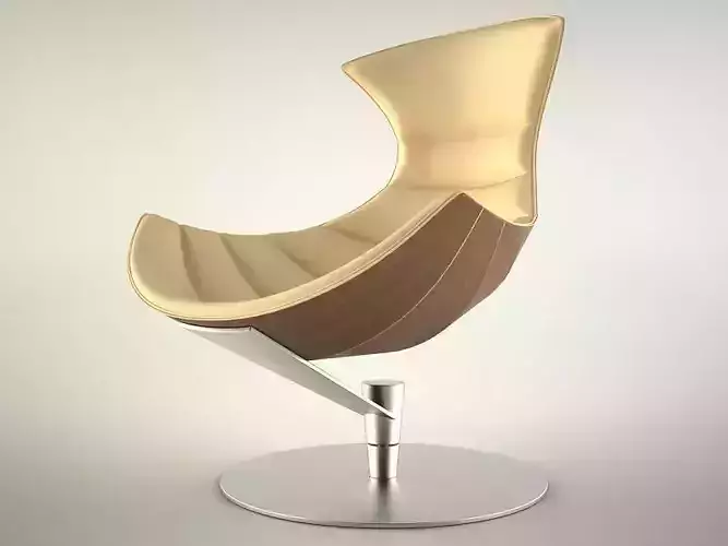Lobster Chair in beige leather and walnut veneer