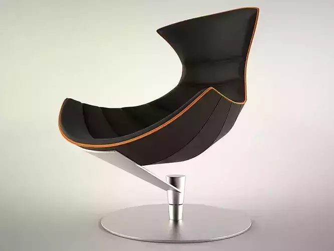 Lobster Chair in black leather and dark veneer