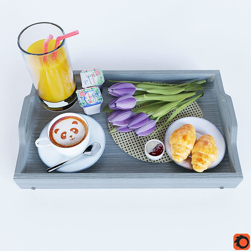 Breakfast in bed 3D model