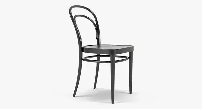 Photorealistic Thonet Chair 214 Black Low-poly 3D model