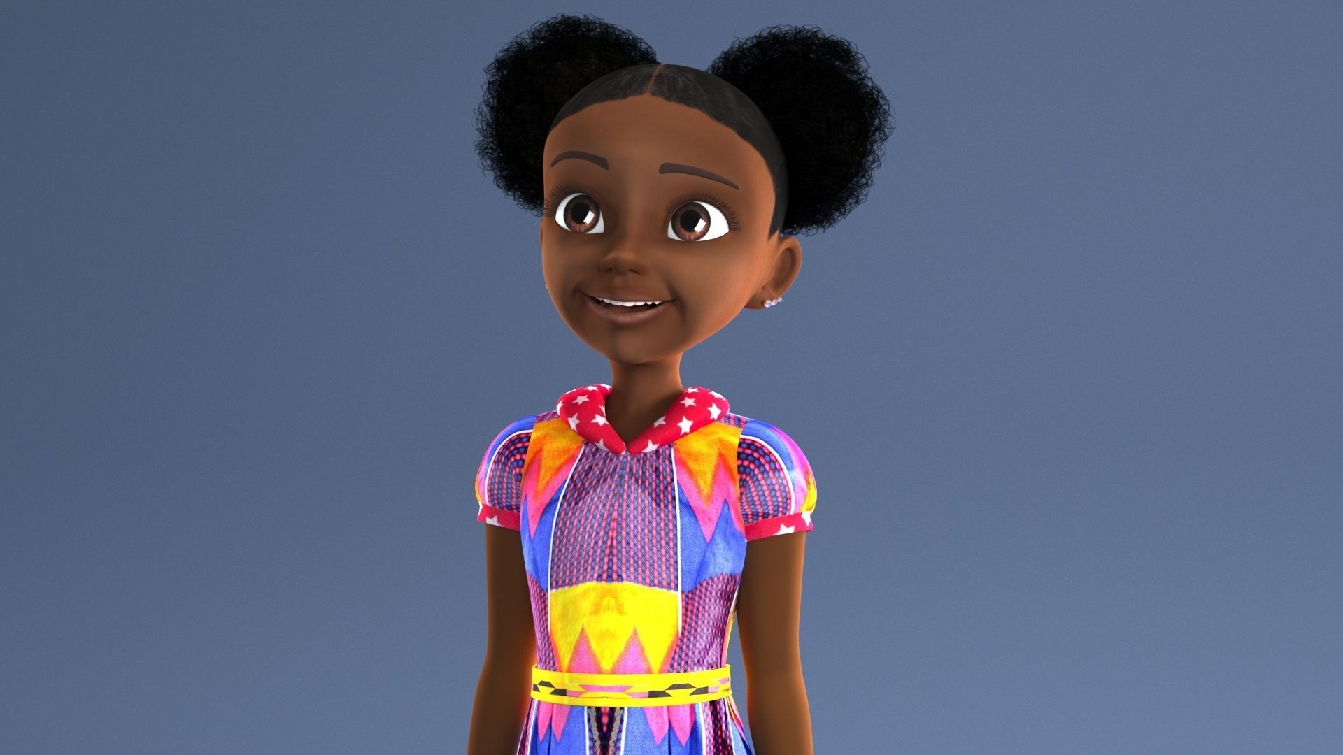 AFRO GIRL - RIGGED CARTOON CHARACTER  3D model_24