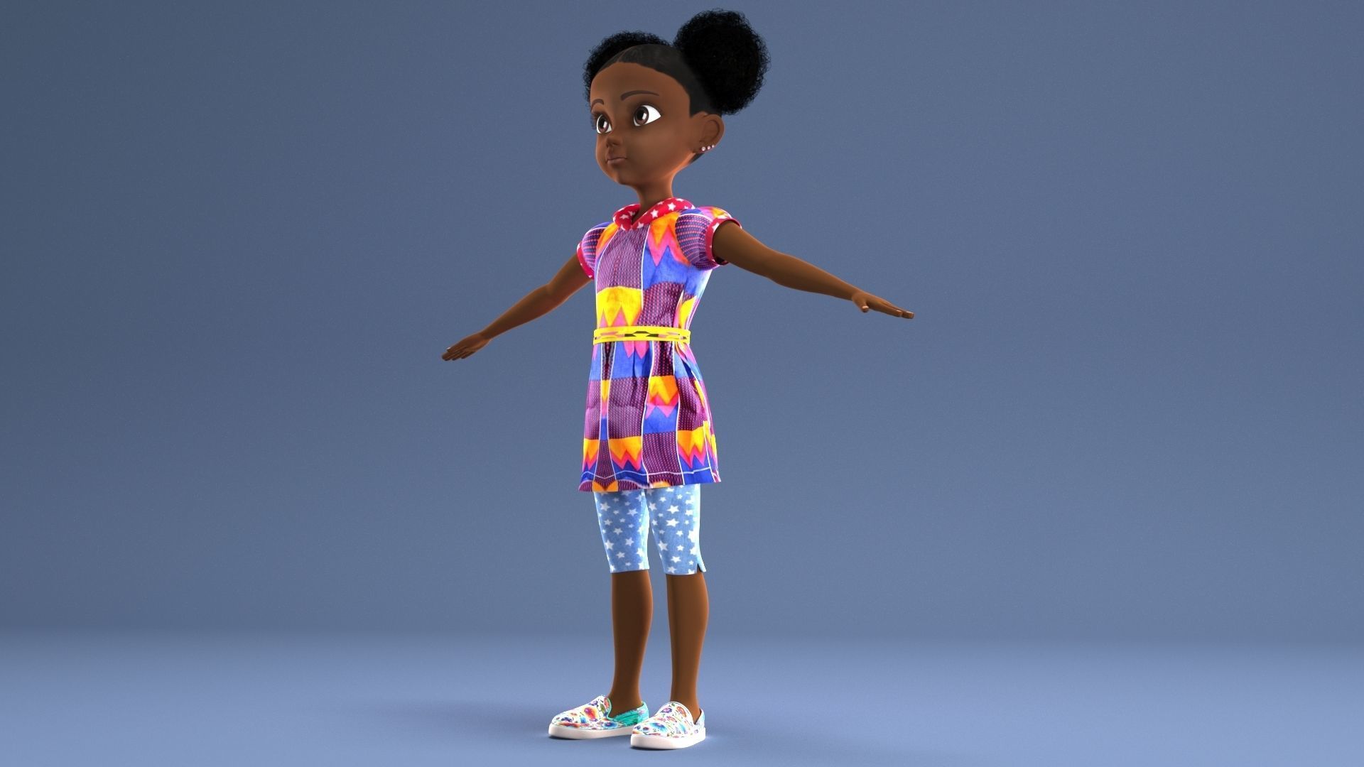 AFRO GIRL - RIGGED CARTOON CHARACTER  3D model_15