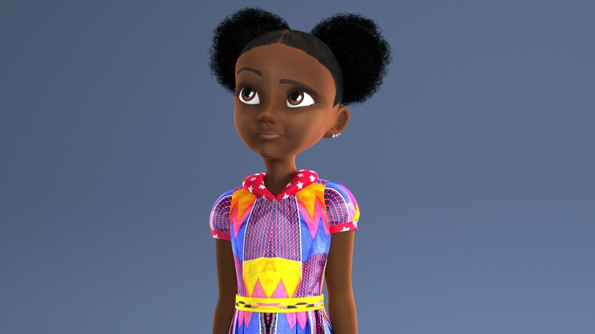 AFRO GIRL - RIGGED CARTOON CHARACTER  3D model_19