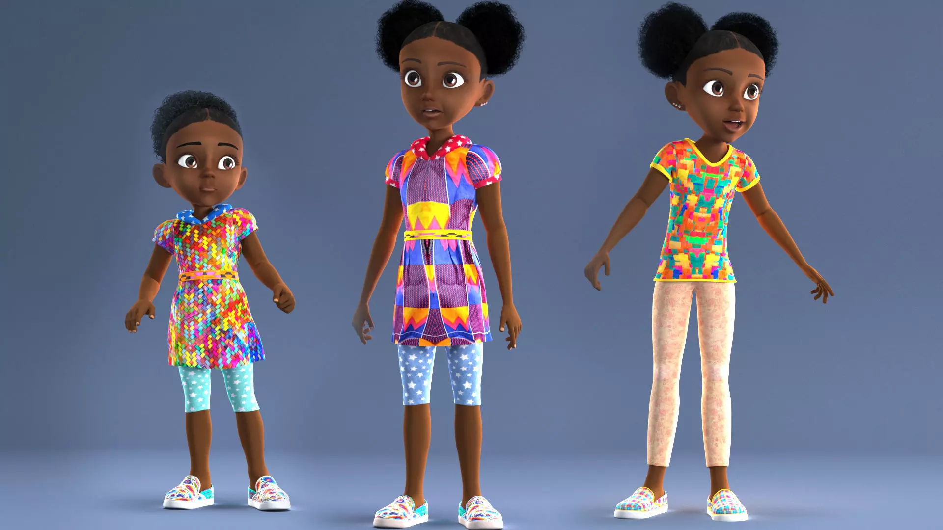 AFRO GIRL - RIGGED CARTOON CHARACTER  3D model_0