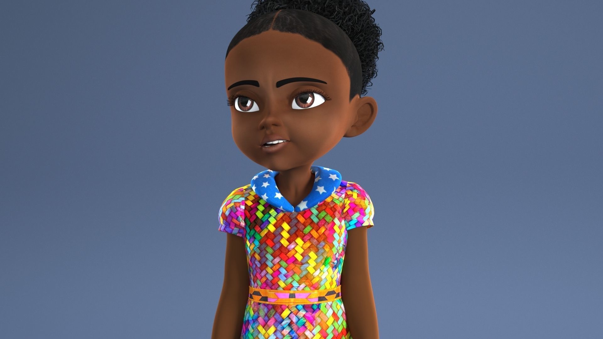 AFRO GIRL - RIGGED CARTOON CHARACTER  3D model_8