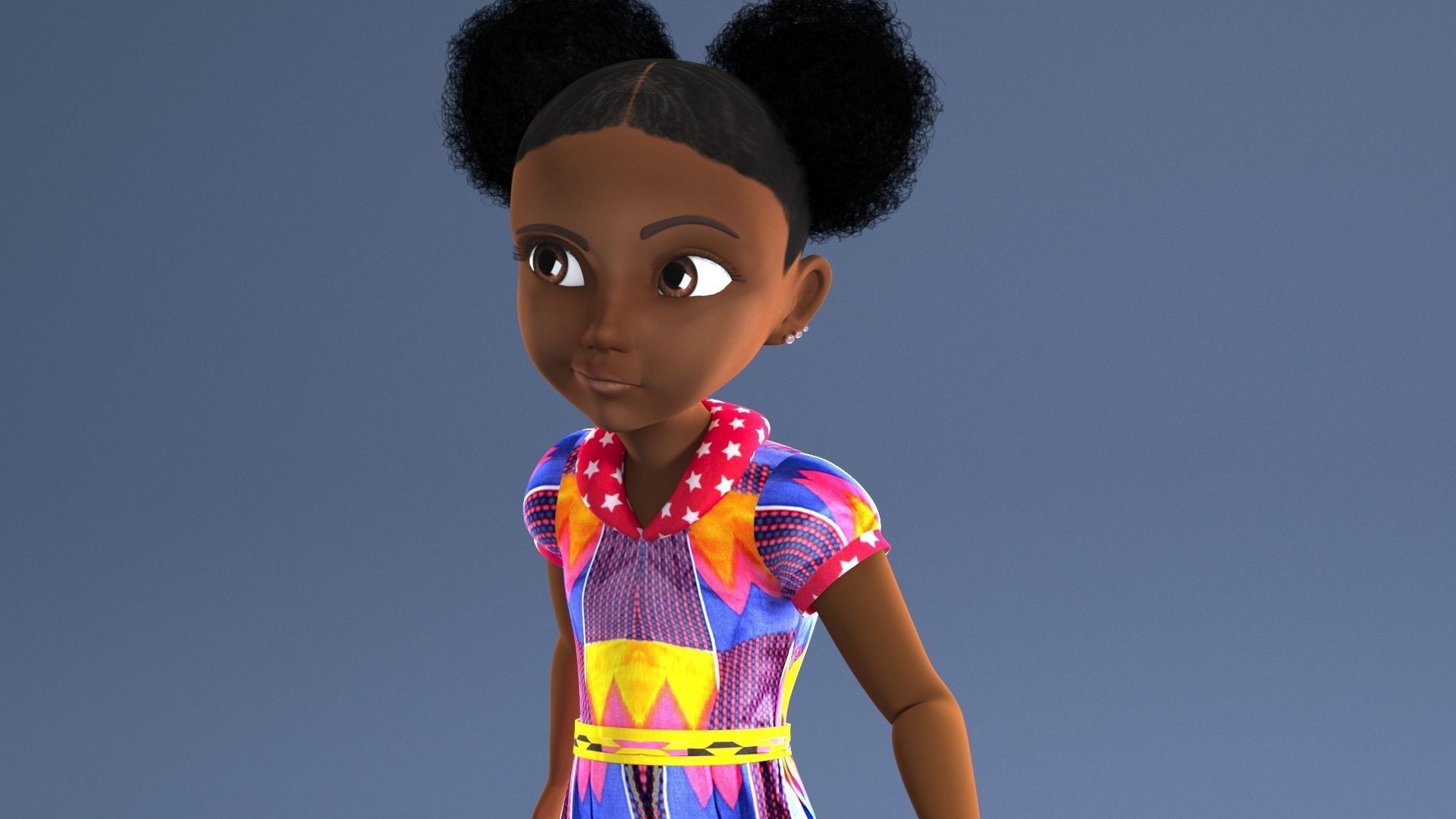 AFRO GIRL - RIGGED CARTOON CHARACTER  3D model_25