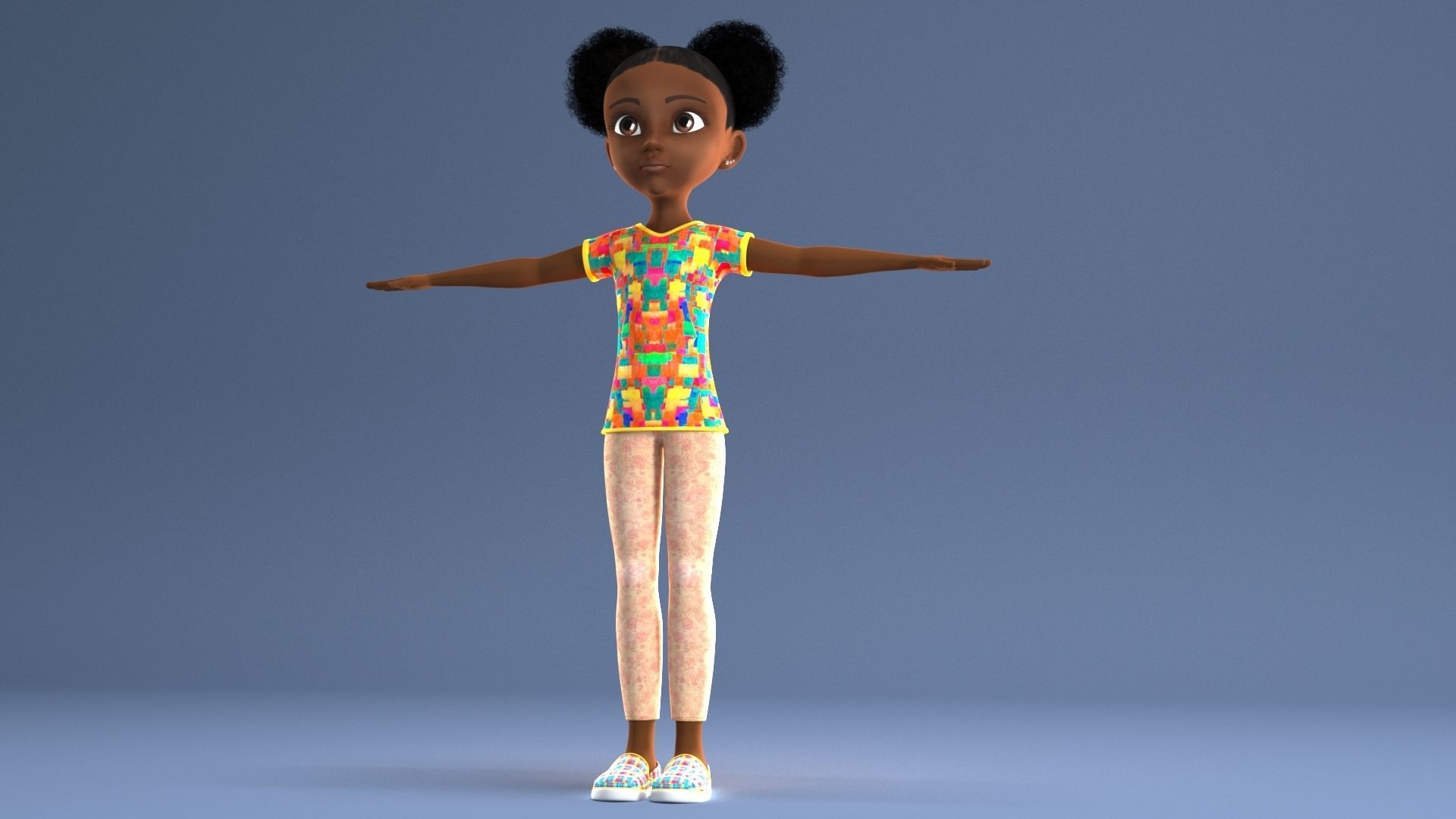 AFRO GIRL - RIGGED CARTOON CHARACTER  3D model_27