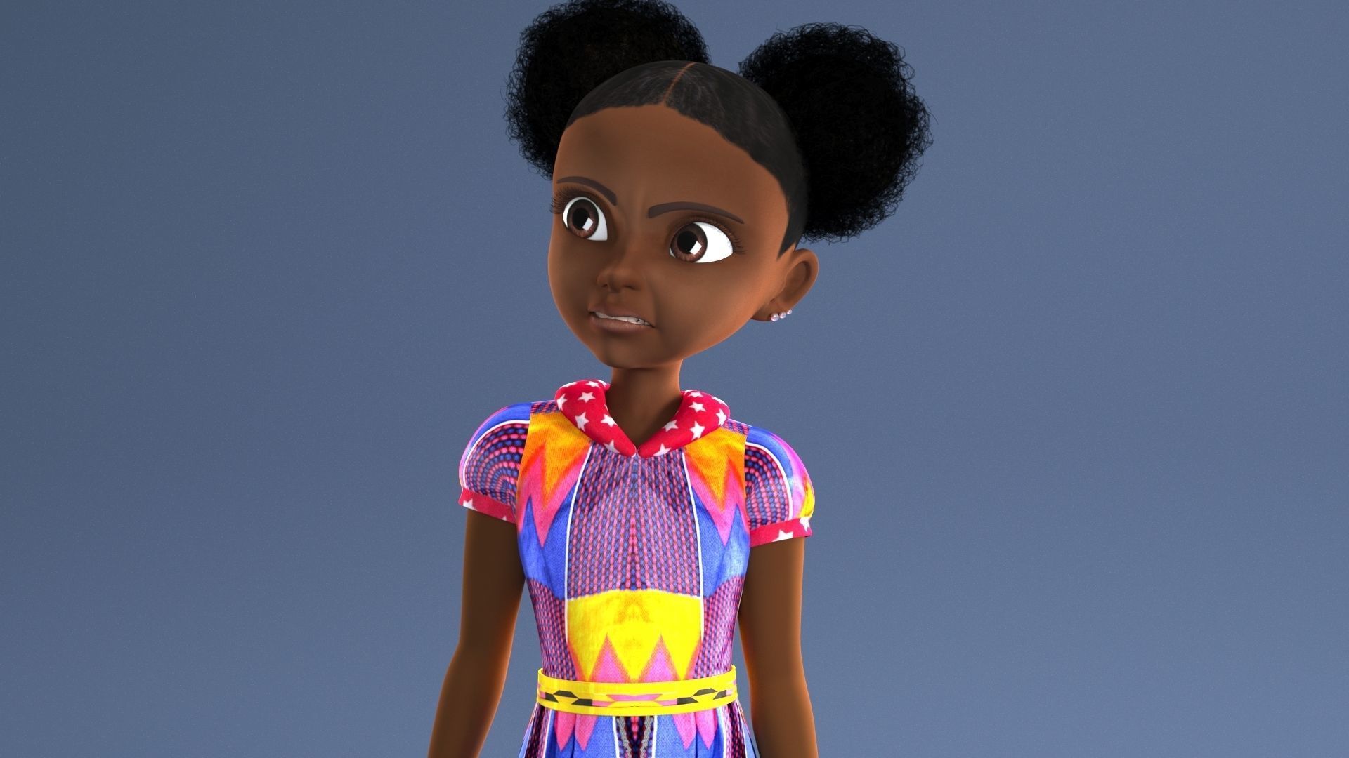 AFRO GIRL - RIGGED CARTOON CHARACTER  3D model_22