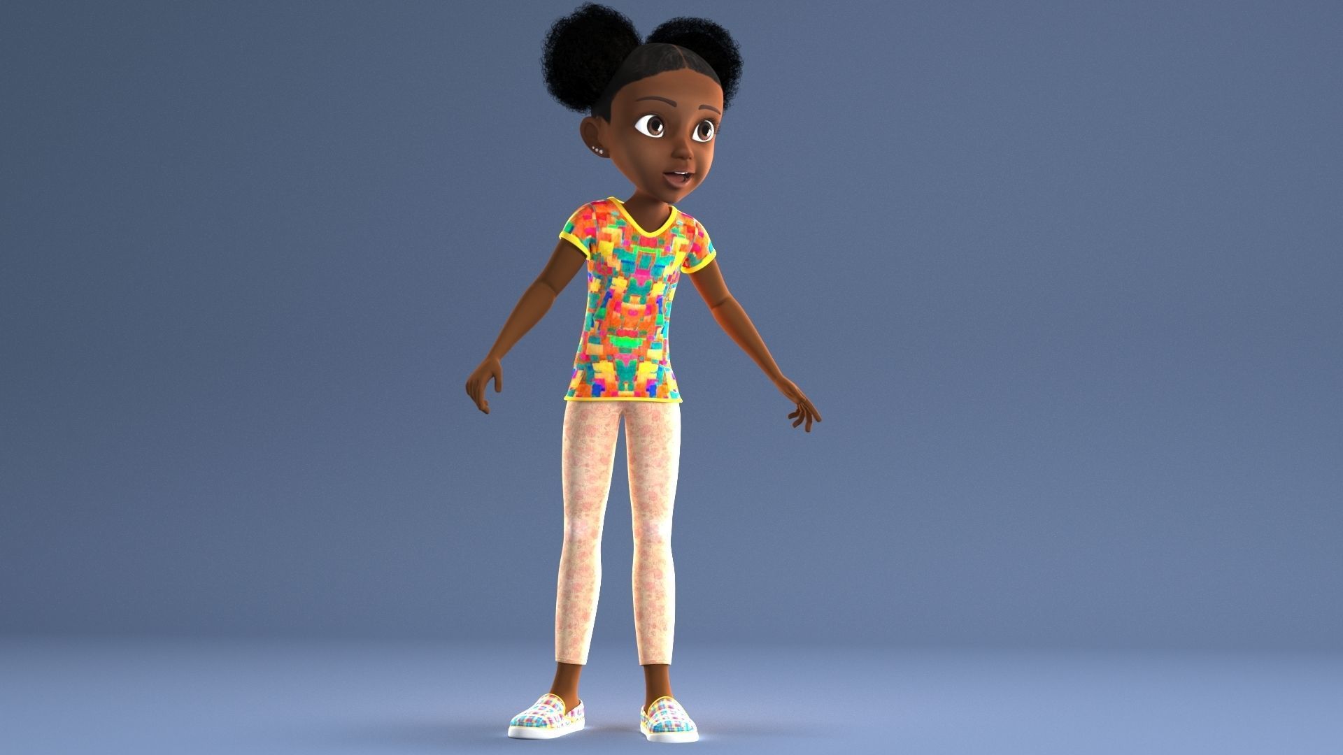 AFRO GIRL - RIGGED CARTOON CHARACTER  3D model_31