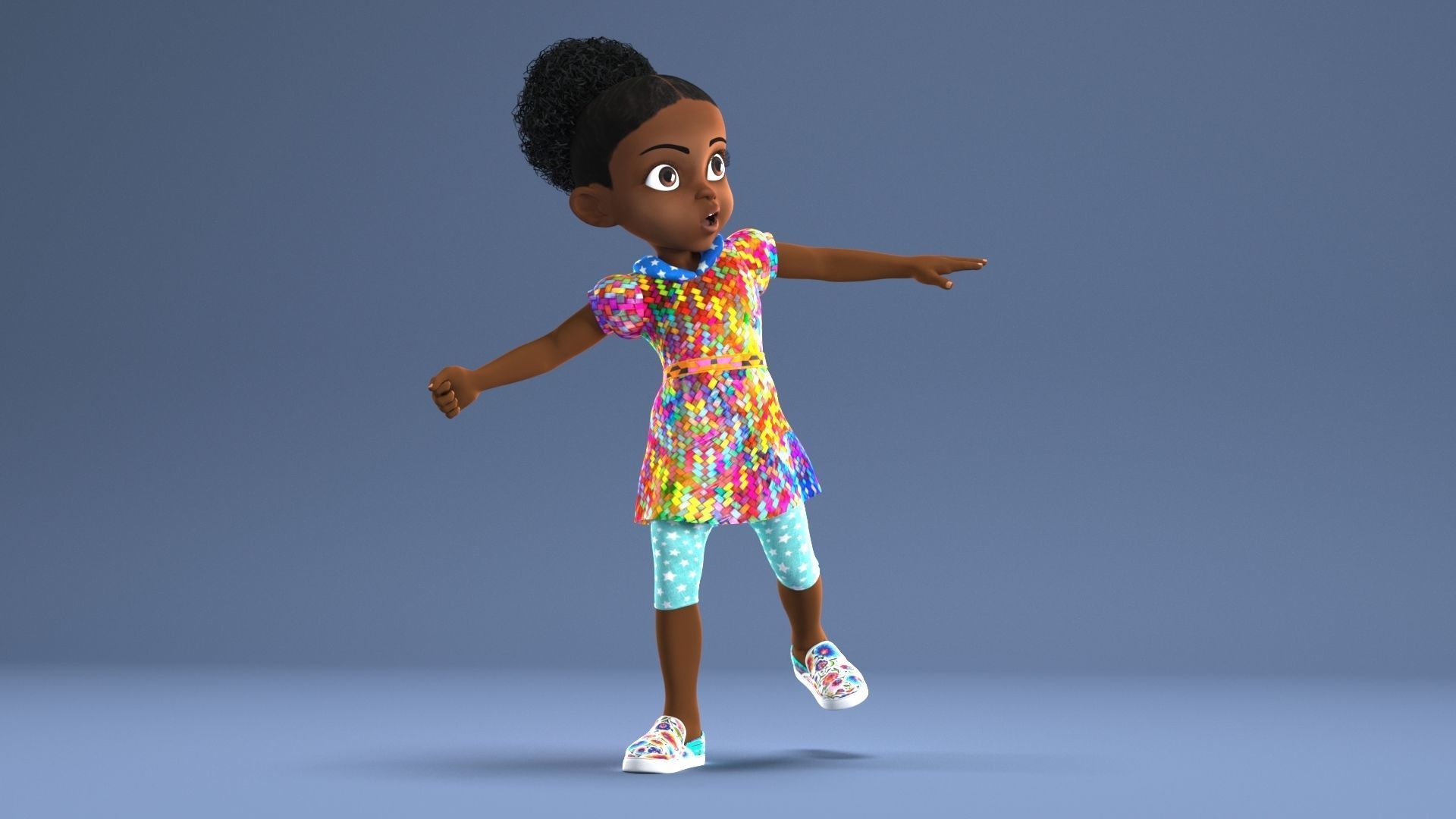 AFRO GIRL - RIGGED CARTOON CHARACTER  3D model_13