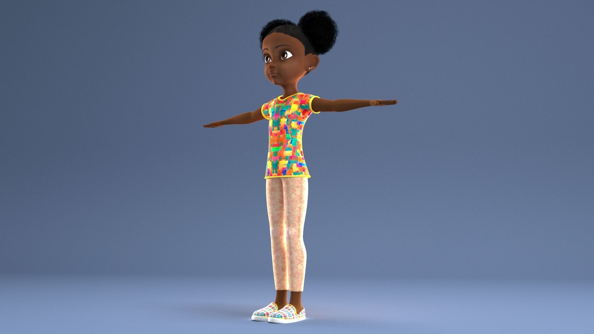 AFRO GIRL - RIGGED CARTOON CHARACTER  3D model_28