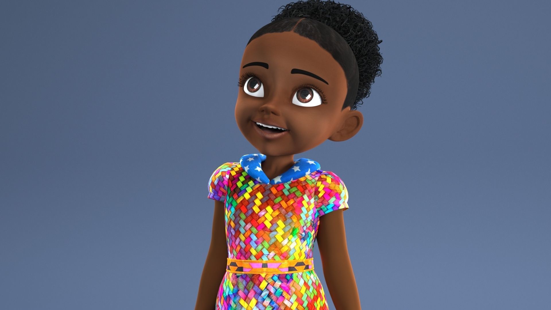 AFRO GIRL - RIGGED CARTOON CHARACTER  3D model_12