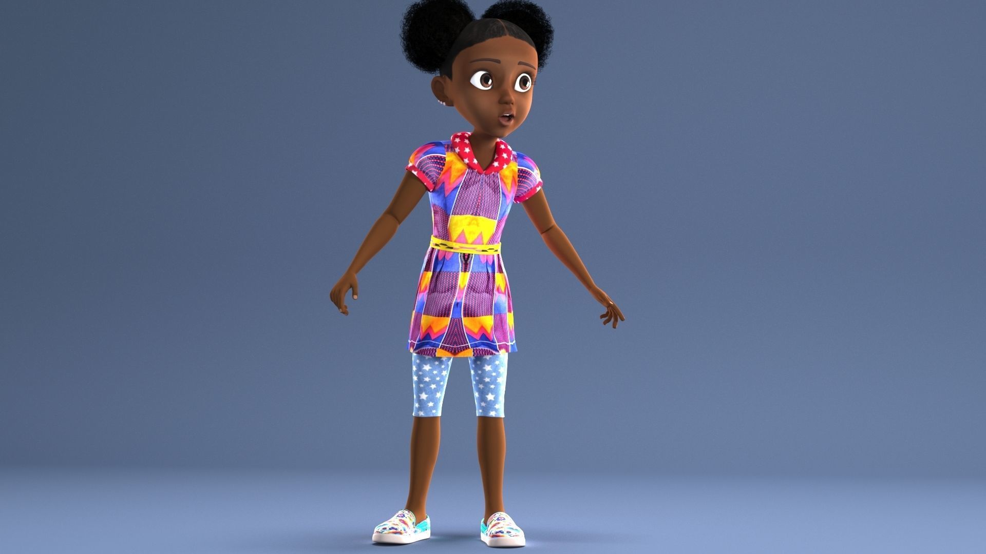 AFRO GIRL - RIGGED CARTOON CHARACTER  3D model_18