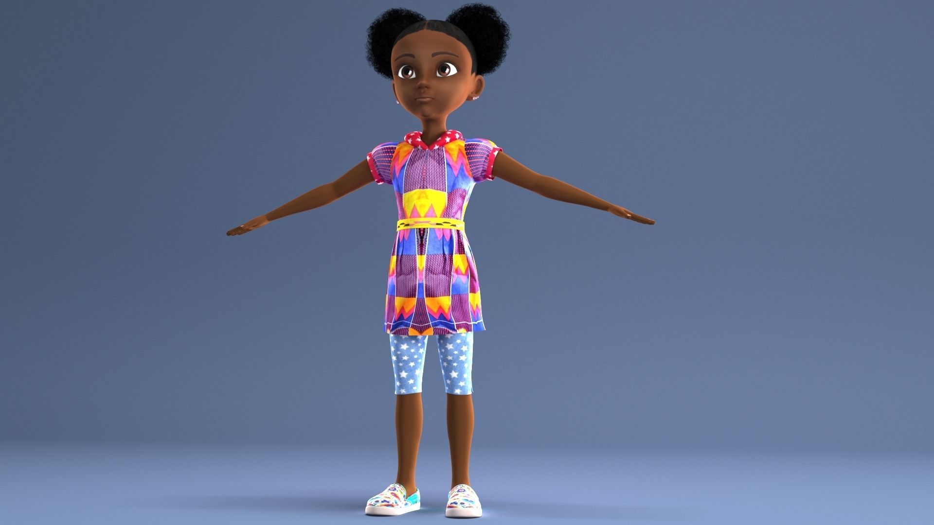 AFRO GIRL - RIGGED CARTOON CHARACTER  3D model_14