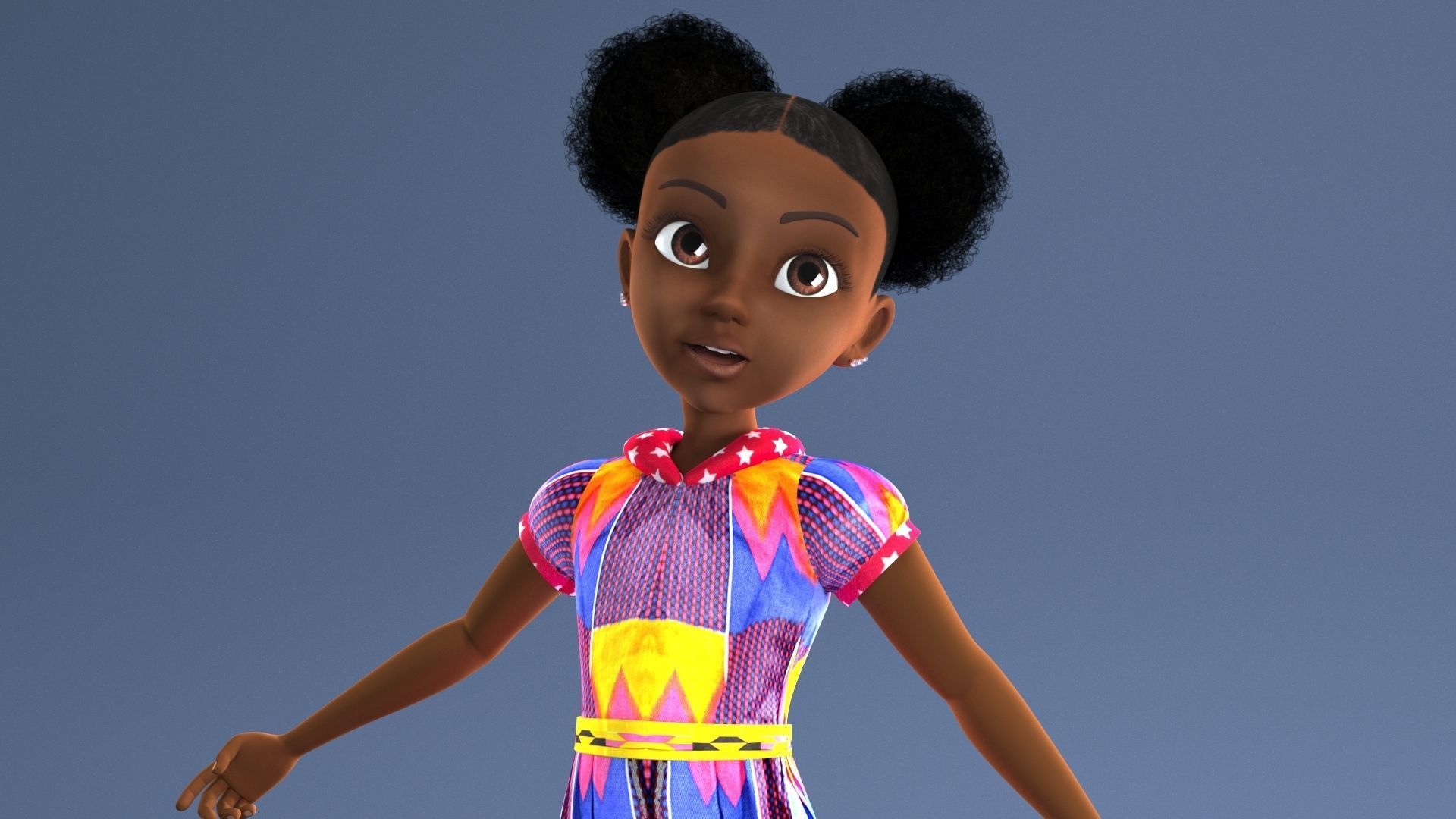 AFRO GIRL - RIGGED CARTOON CHARACTER  3D model_20