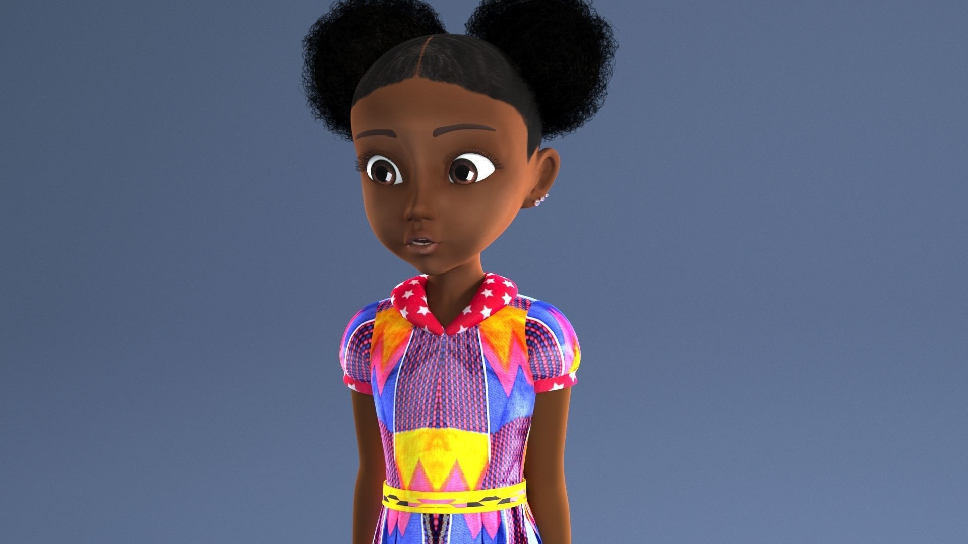 AFRO GIRL - RIGGED CARTOON CHARACTER  3D model_23