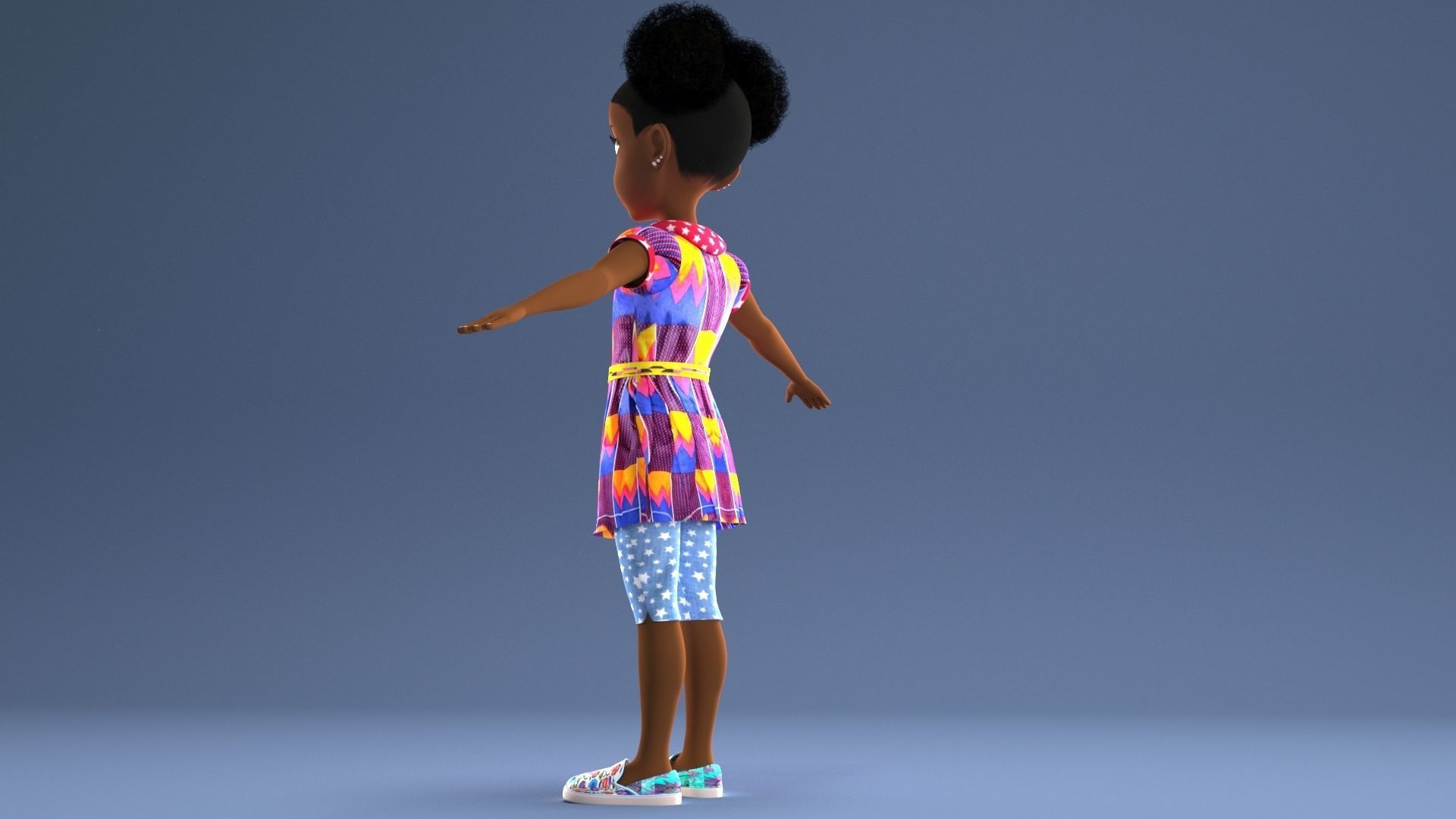 AFRO GIRL - RIGGED CARTOON CHARACTER  3D model_16