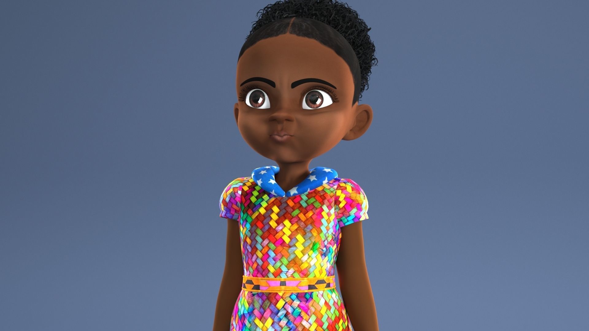 AFRO GIRL - RIGGED CARTOON CHARACTER  3D model_11