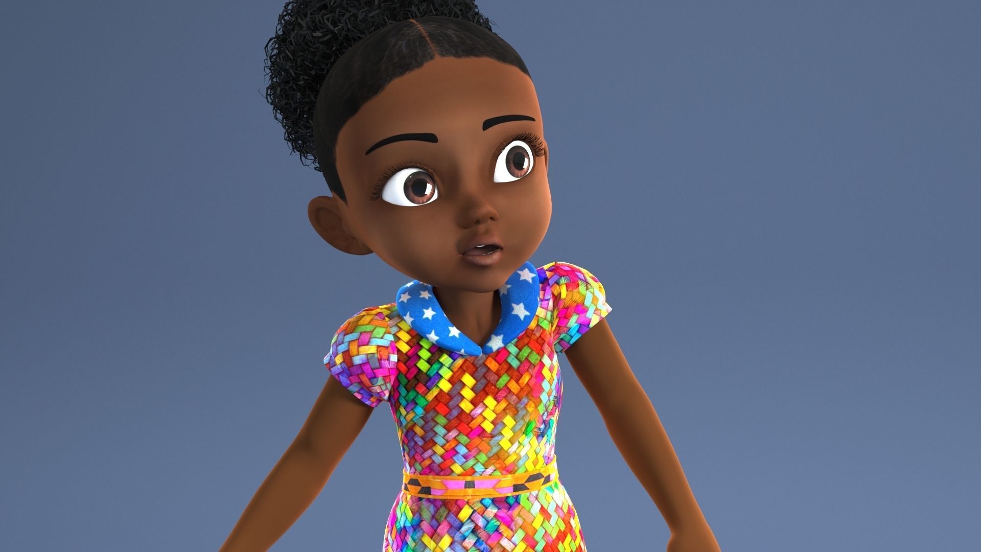 AFRO GIRL - RIGGED CARTOON CHARACTER  3D model_10