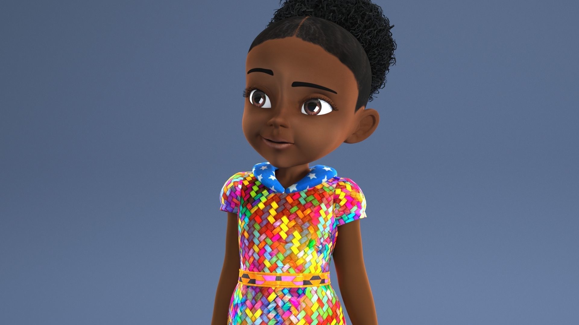 AFRO GIRL - RIGGED CARTOON CHARACTER  3D model_7