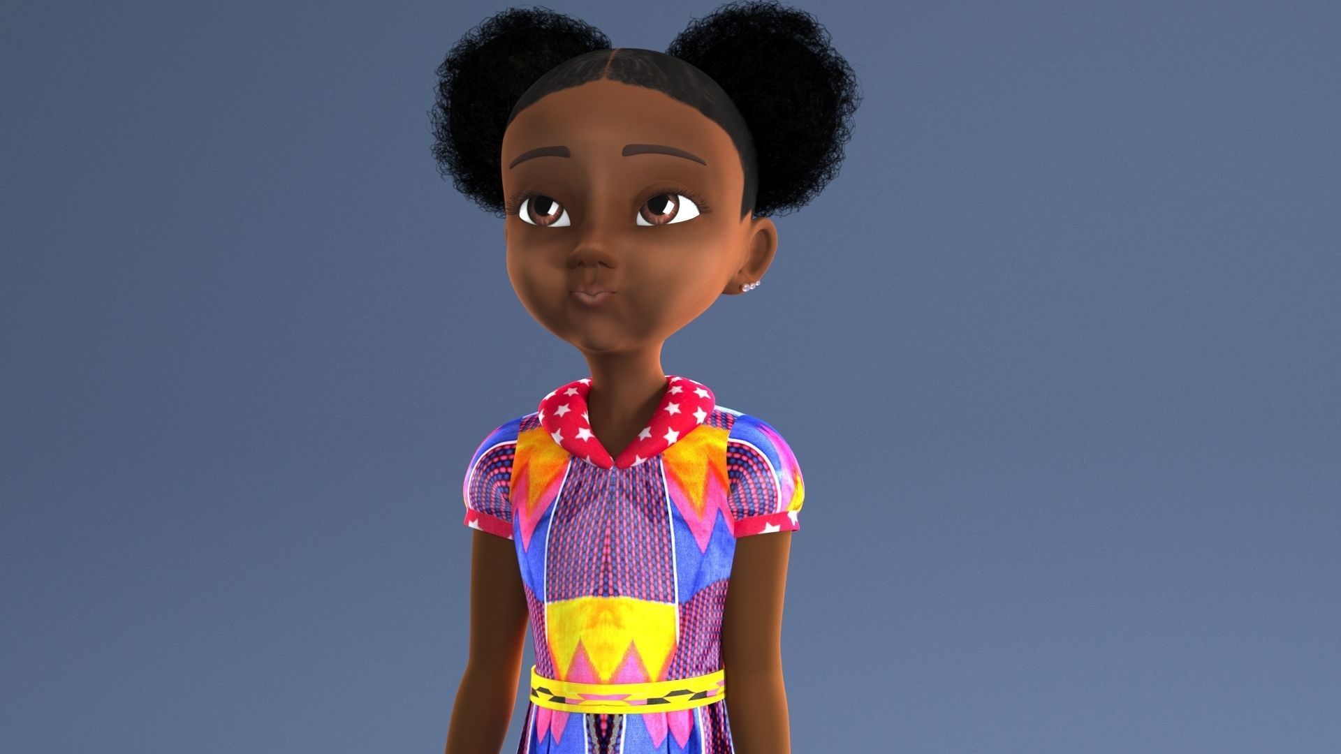 AFRO GIRL - RIGGED CARTOON CHARACTER  3D model_21