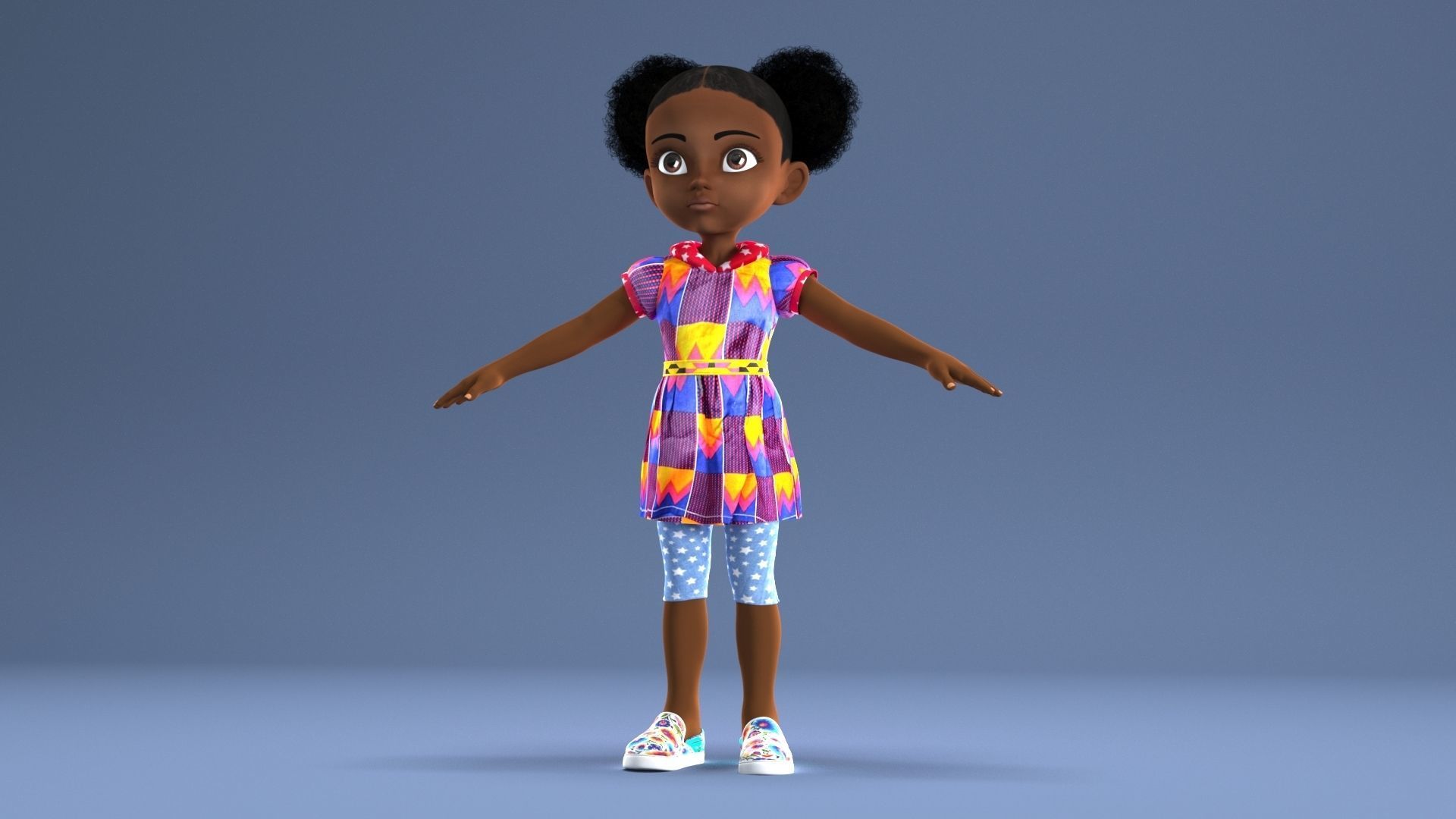 AFRO GIRL - RIGGED CARTOON CHARACTER  3D model_32