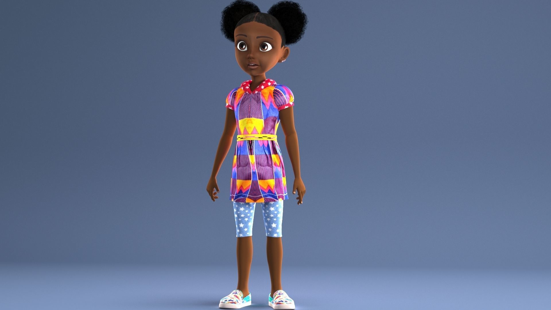 AFRO GIRL - RIGGED CARTOON CHARACTER  3D model_26