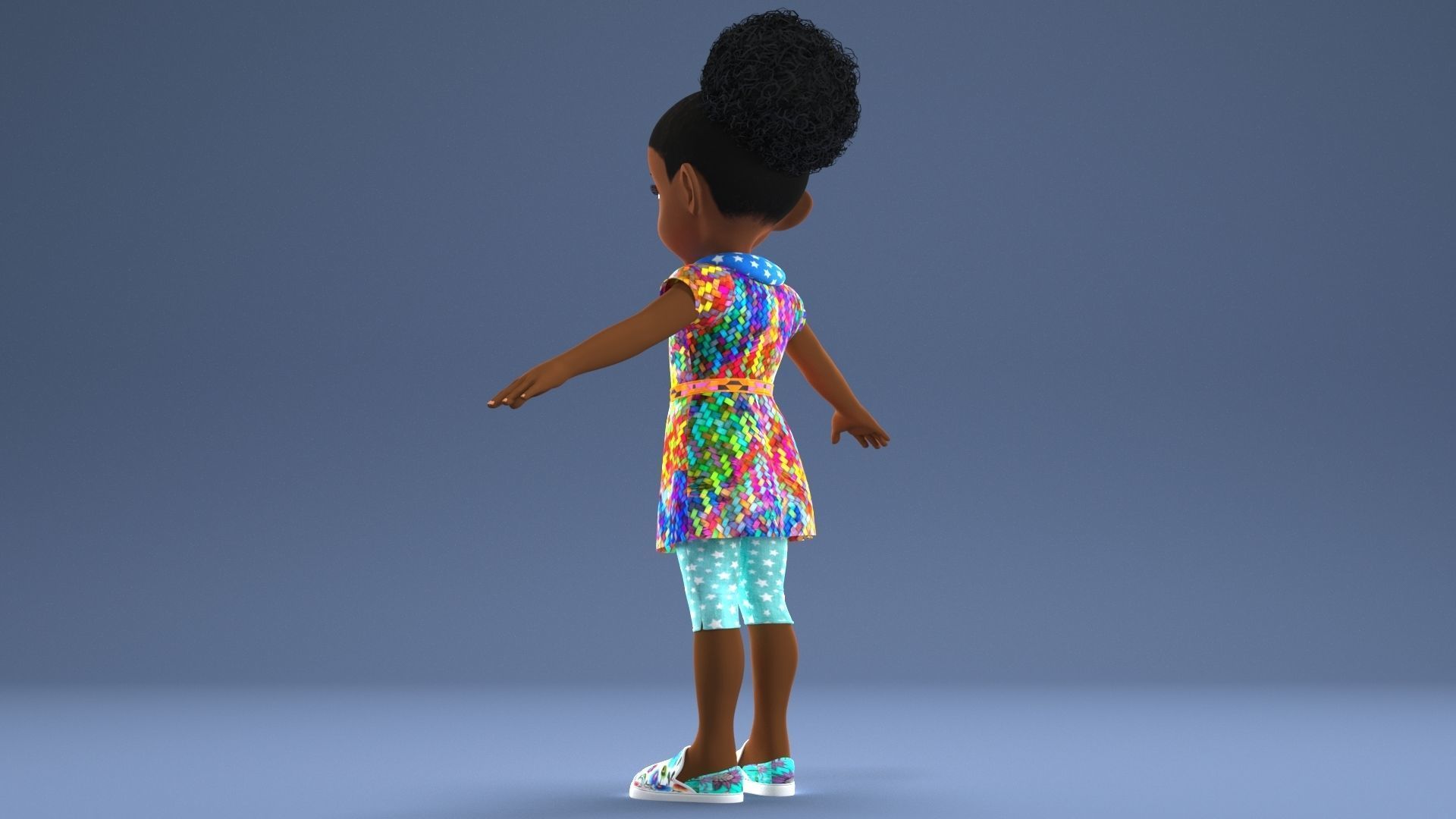AFRO GIRL - RIGGED CARTOON CHARACTER  3D model_5