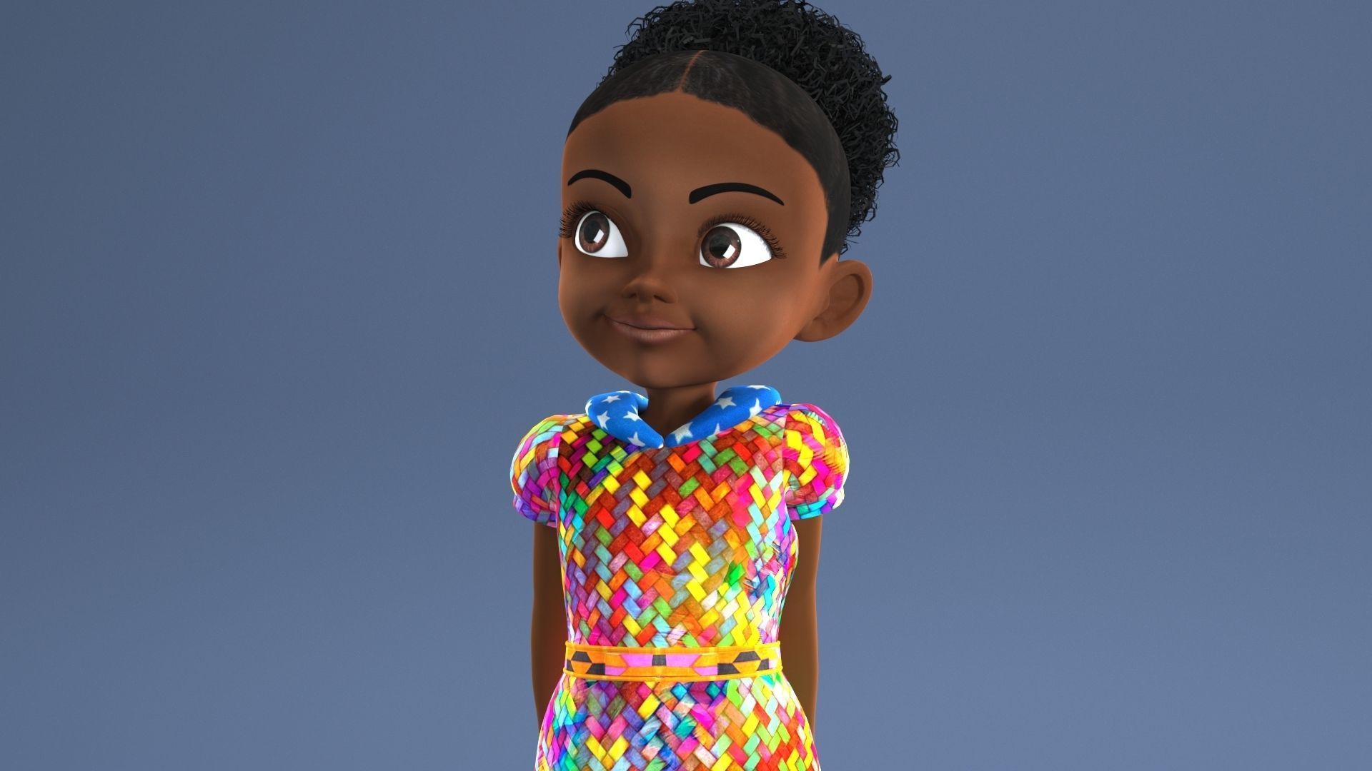 AFRO GIRL - RIGGED CARTOON CHARACTER  3D model_9