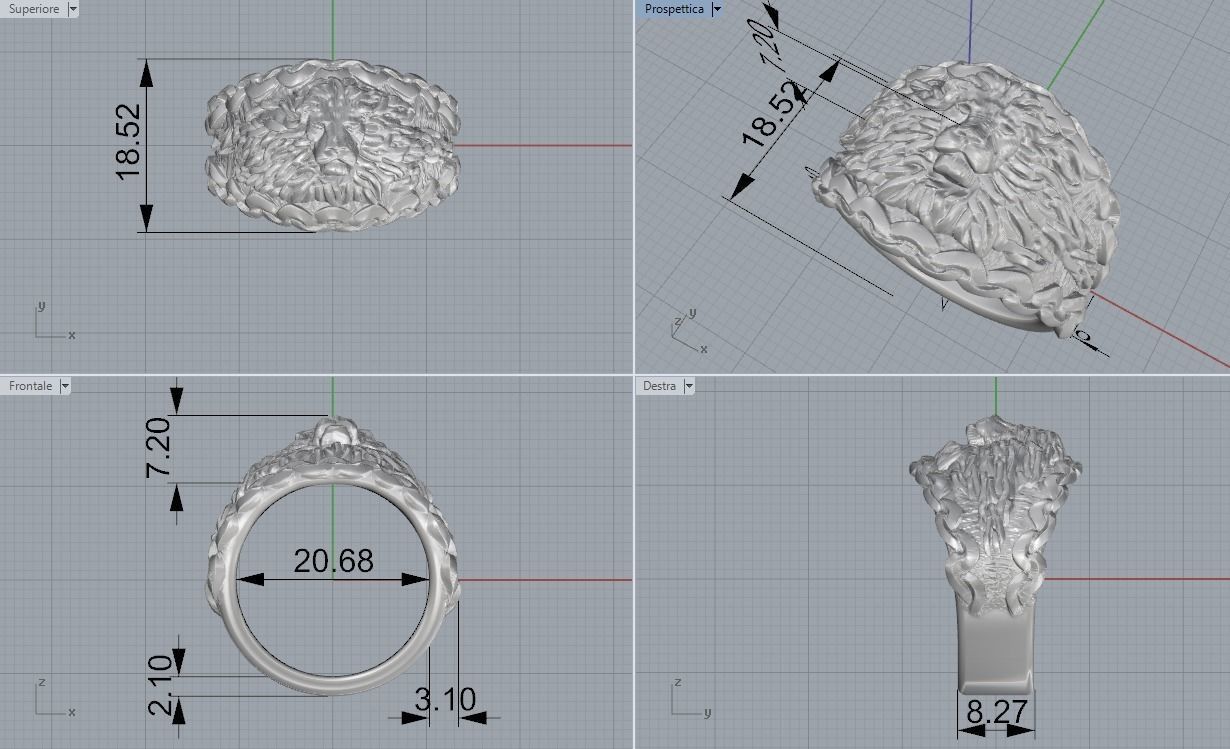 Stylish Ring with Chain and Lion 3D print model 3D print model_7
