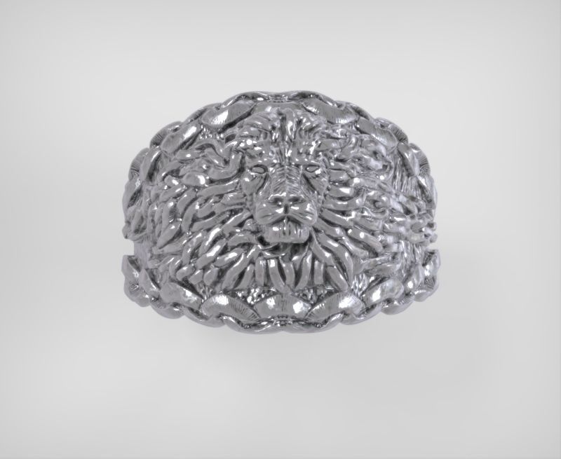 Stylish Ring with Chain and Lion 3D print model 3D print model_6