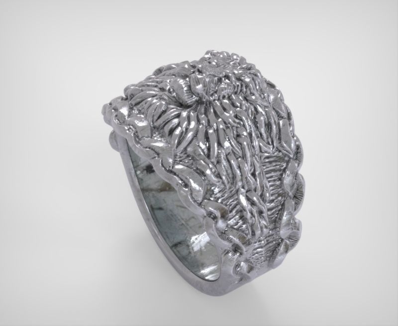 Stylish Ring with Chain and Lion 3D print model 3D print model_5