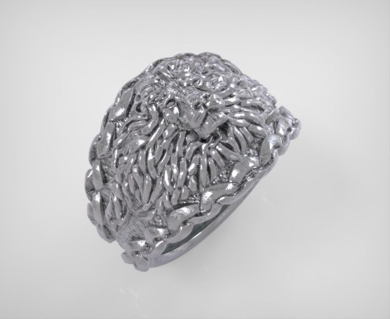 Stylish Ring with Chain and Lion 3D print model 3D print model_2