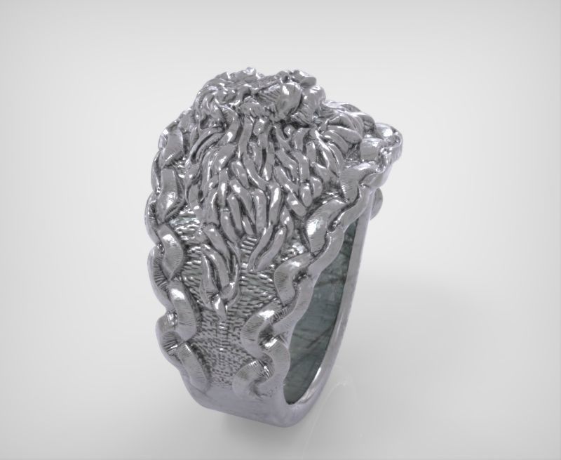 Stylish Ring with Chain and Lion 3D print model 3D print model_3