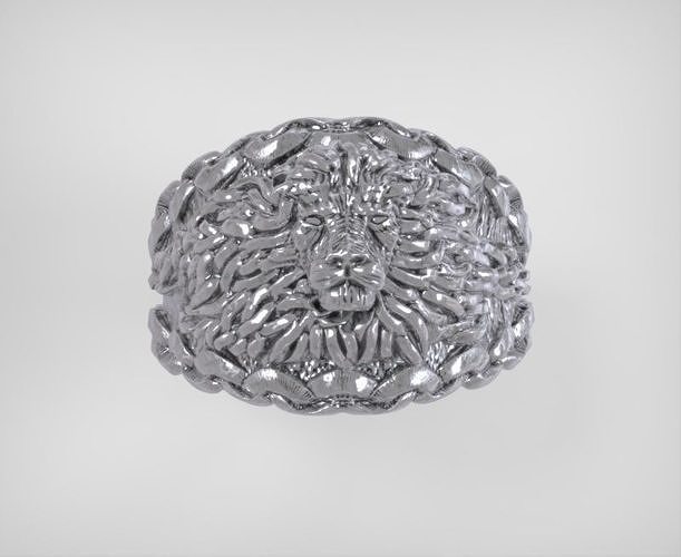  Stylish Ring with Chain and Lion 3D print model 3D print model