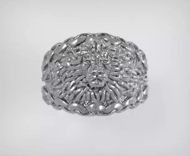 Stylish Ring with Chain and Lion 3D print model 3D print model