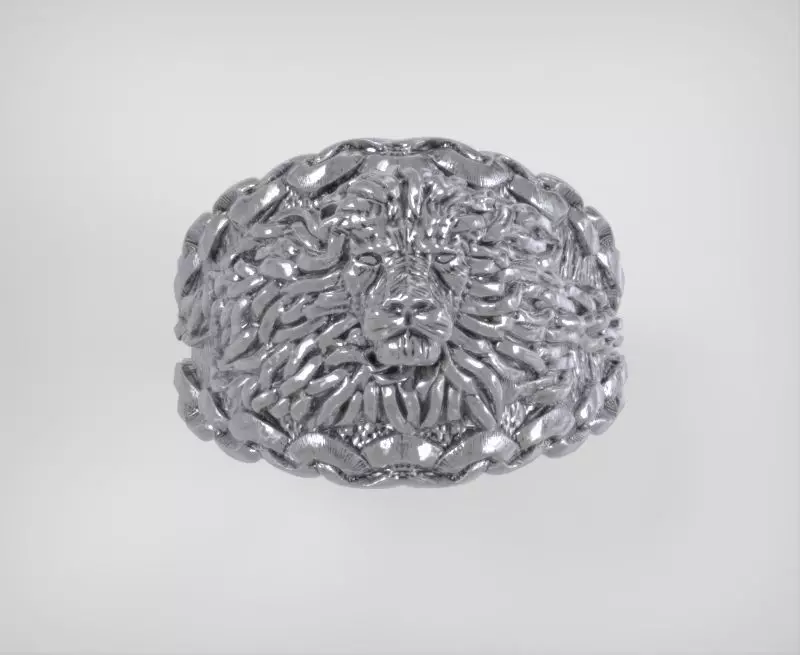 Stylish Ring with Chain and Lion 3D print model 3D print model_0