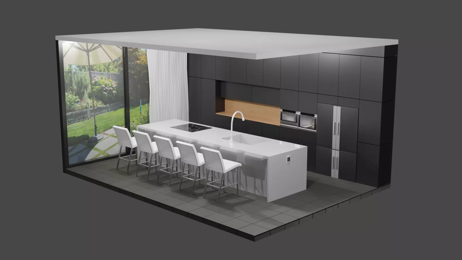 Modern Kitchen Scene Low-poly 3D model_0