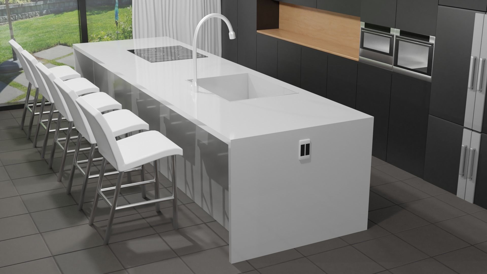 Modern Kitchen Scene Low-poly 3D model_11