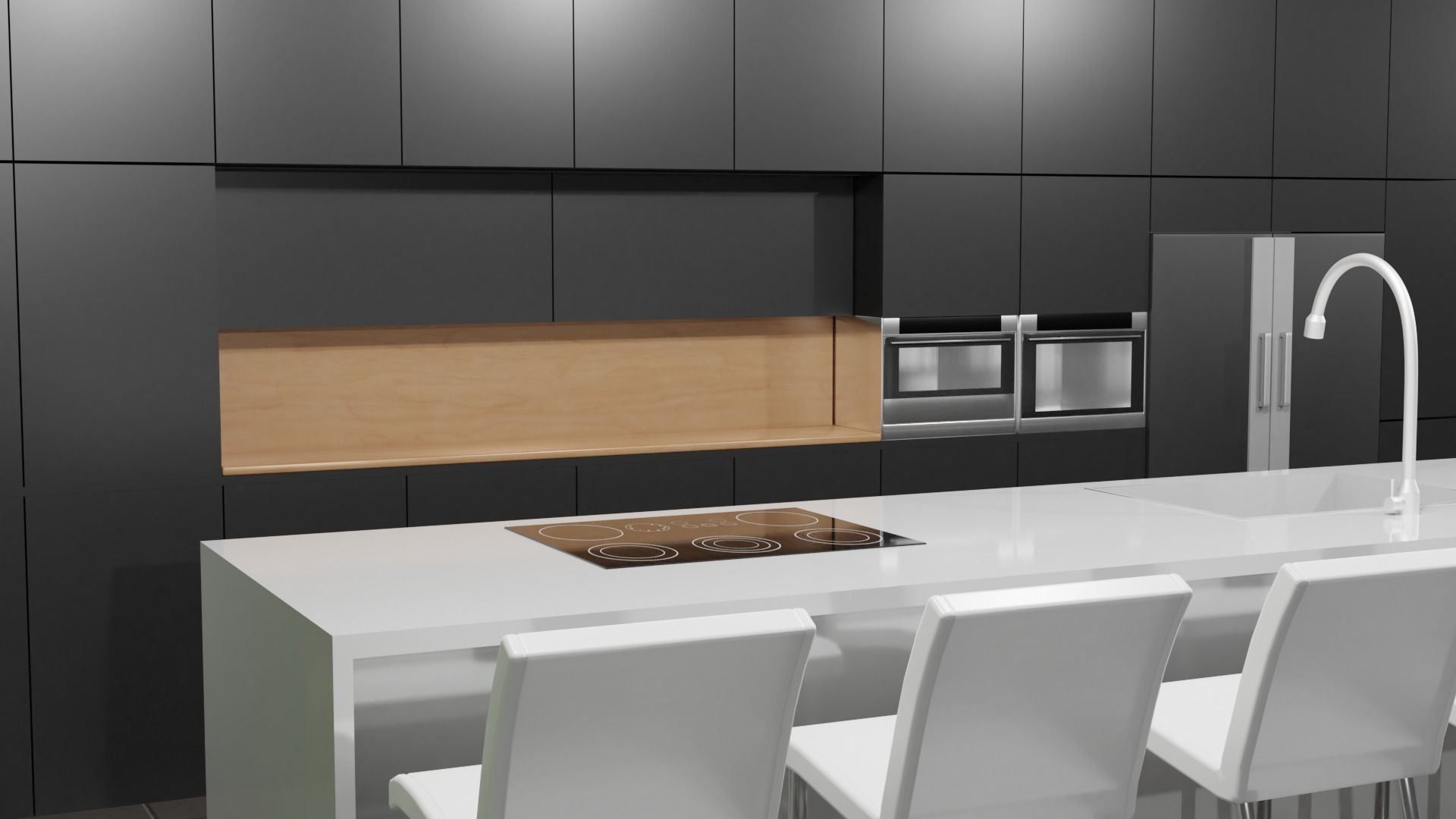 Modern Kitchen Scene Low-poly 3D model_5