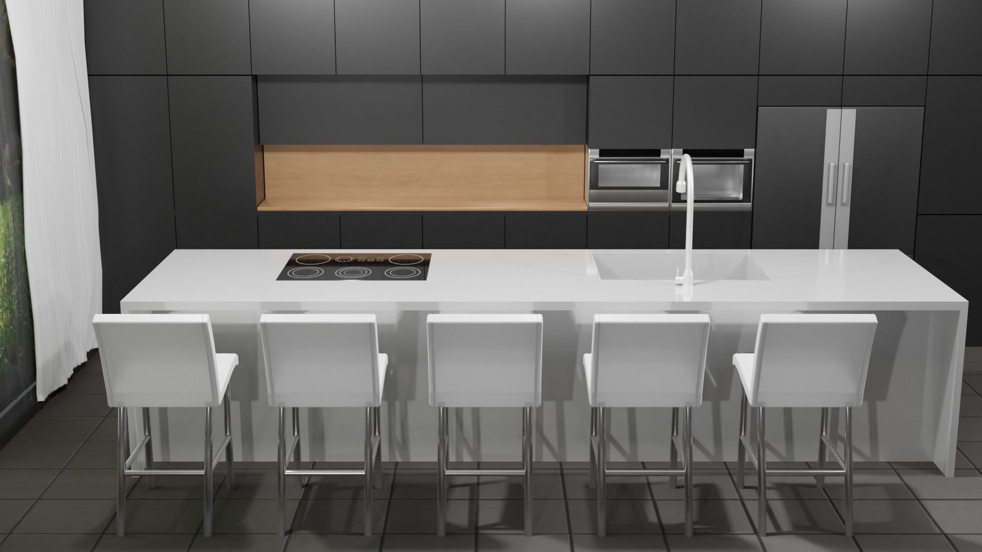 Modern Kitchen Scene Low-poly 3D model_3