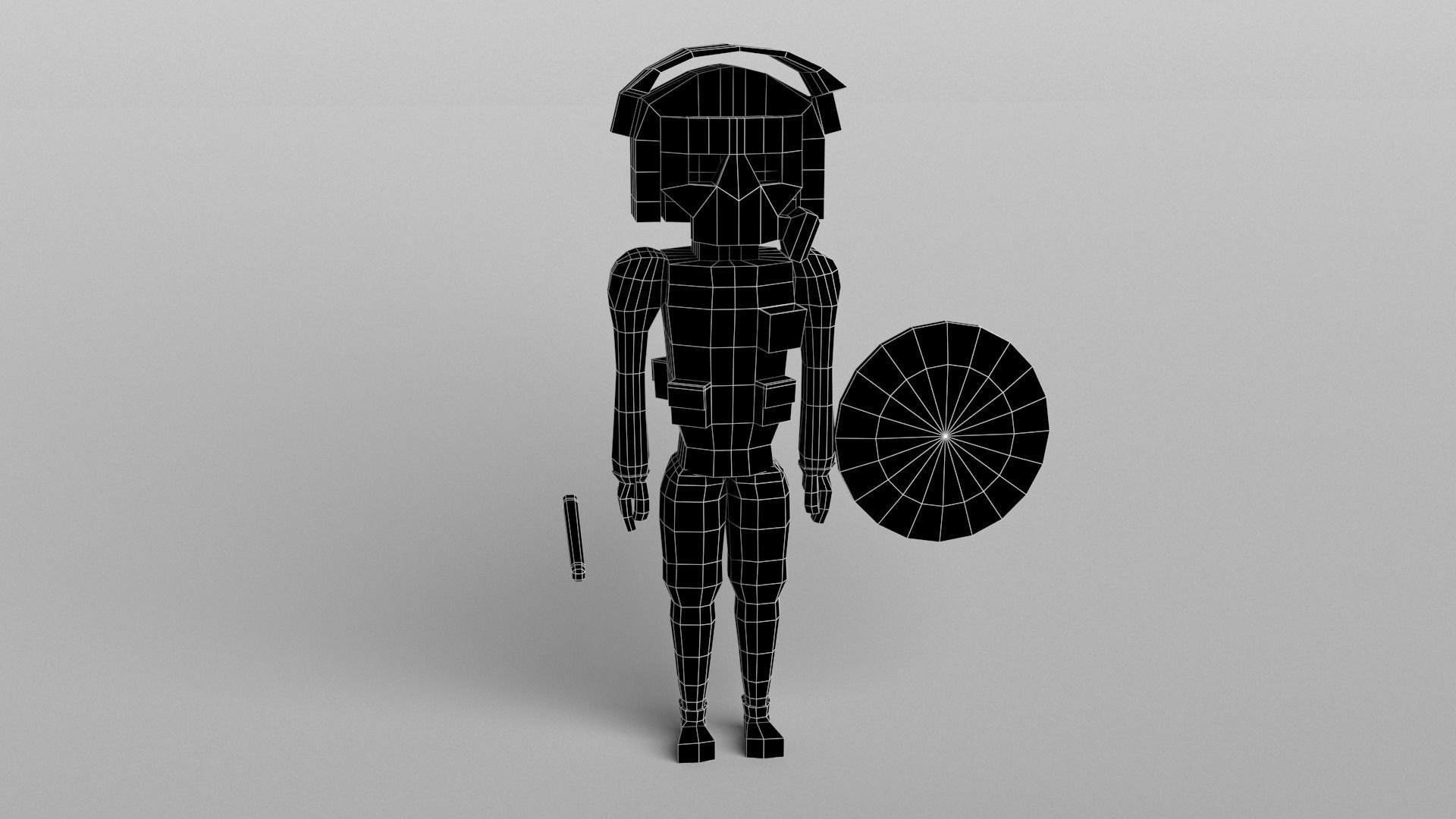 Low Poly Riot Police Low-poly 3D model_5