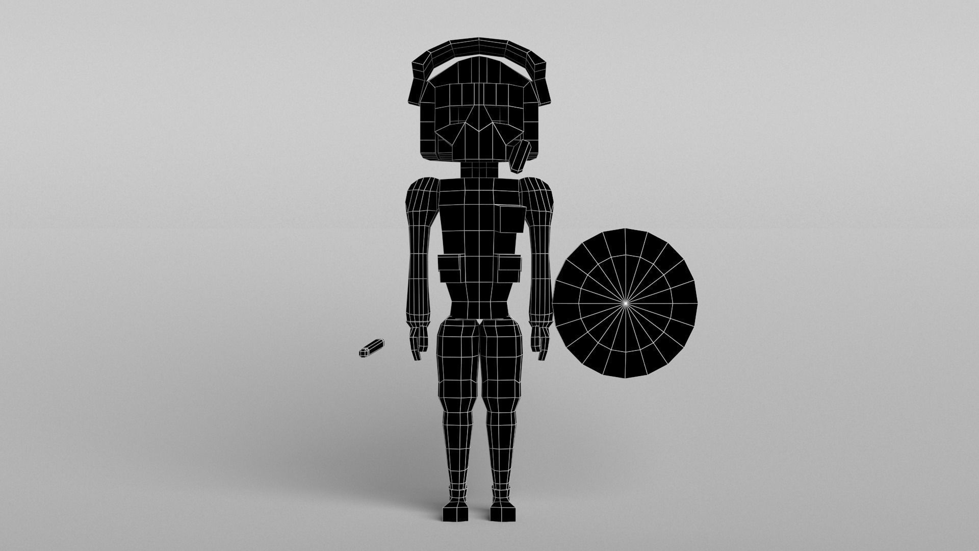 Low Poly Riot Police Low-poly 3D model_7