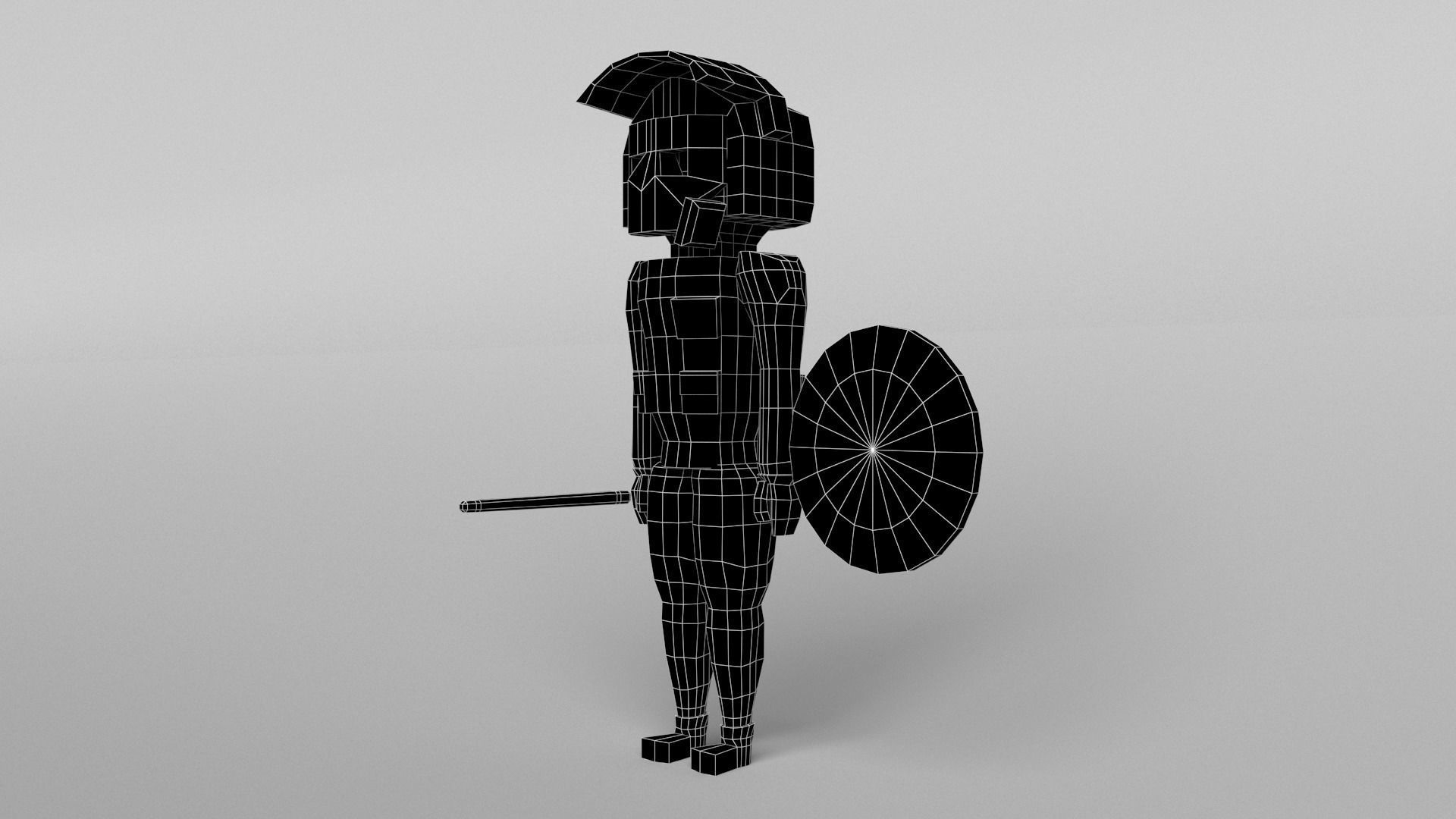 Low Poly Riot Police Low-poly 3D model_6