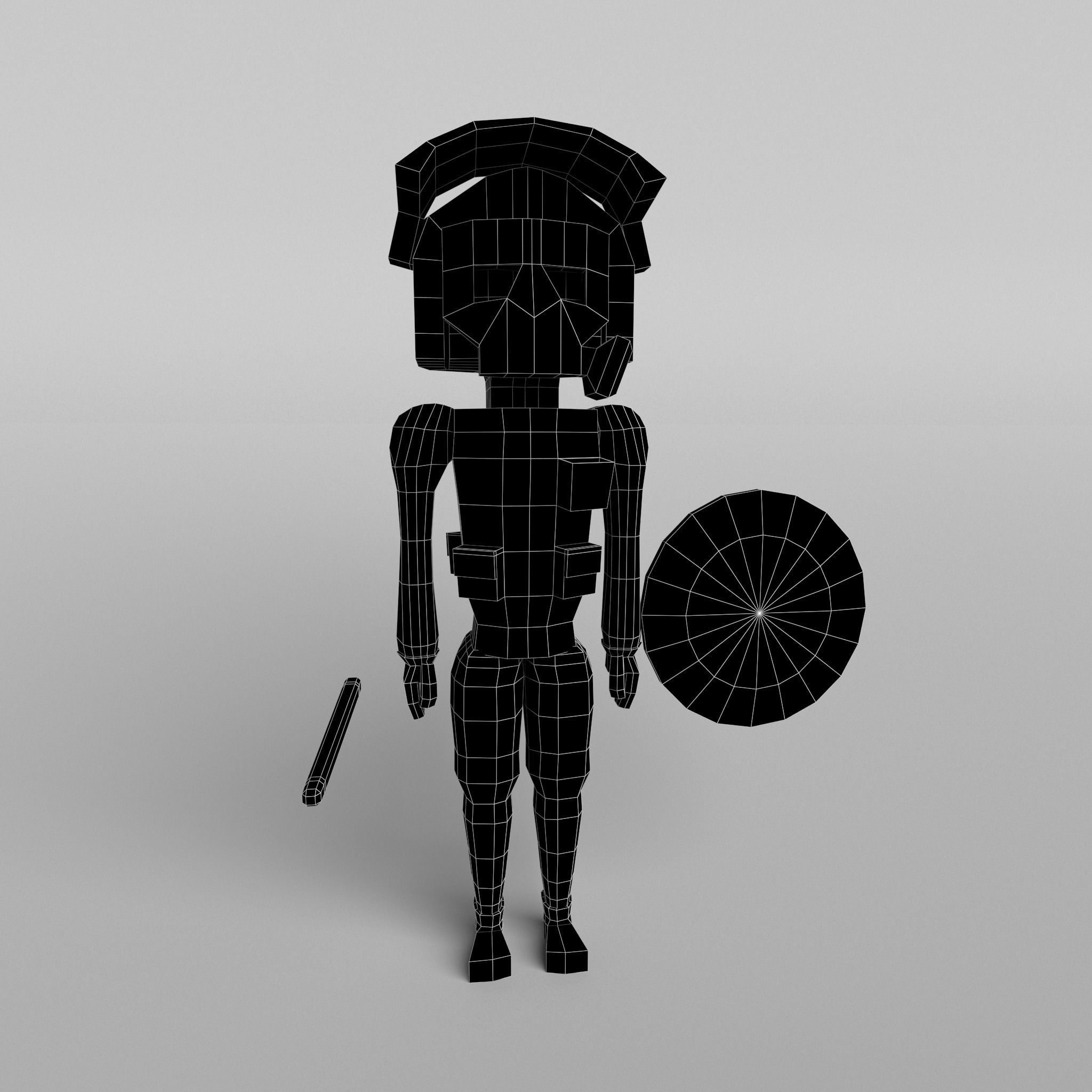 Low Poly Riot Police Low-poly 3D model_4