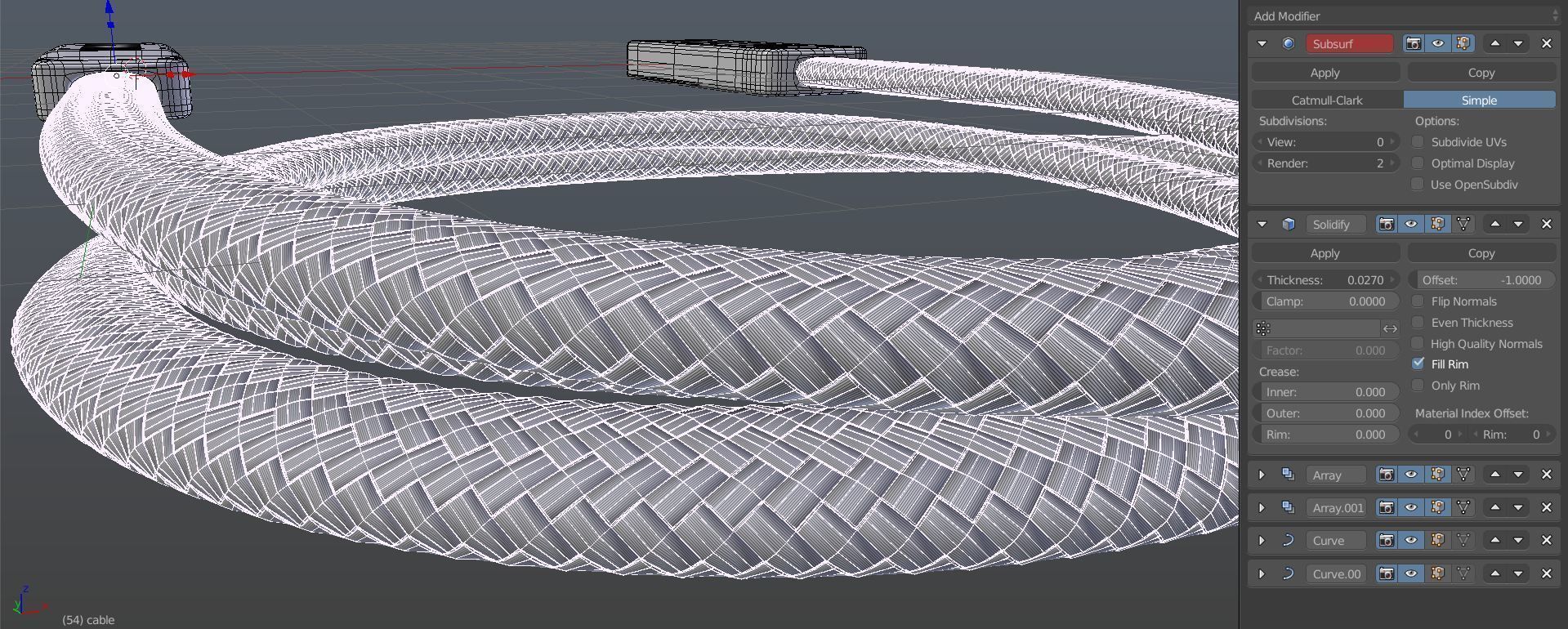 USB Cable CB955 3D model_7