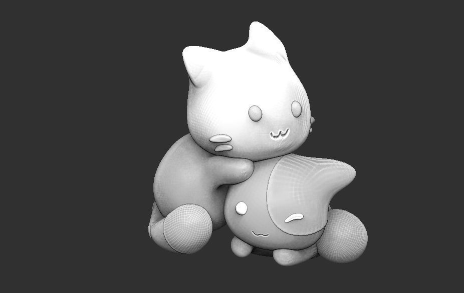 cats cute keychain 3D print model_2
