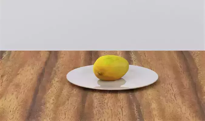 Mango on plate on wooden table