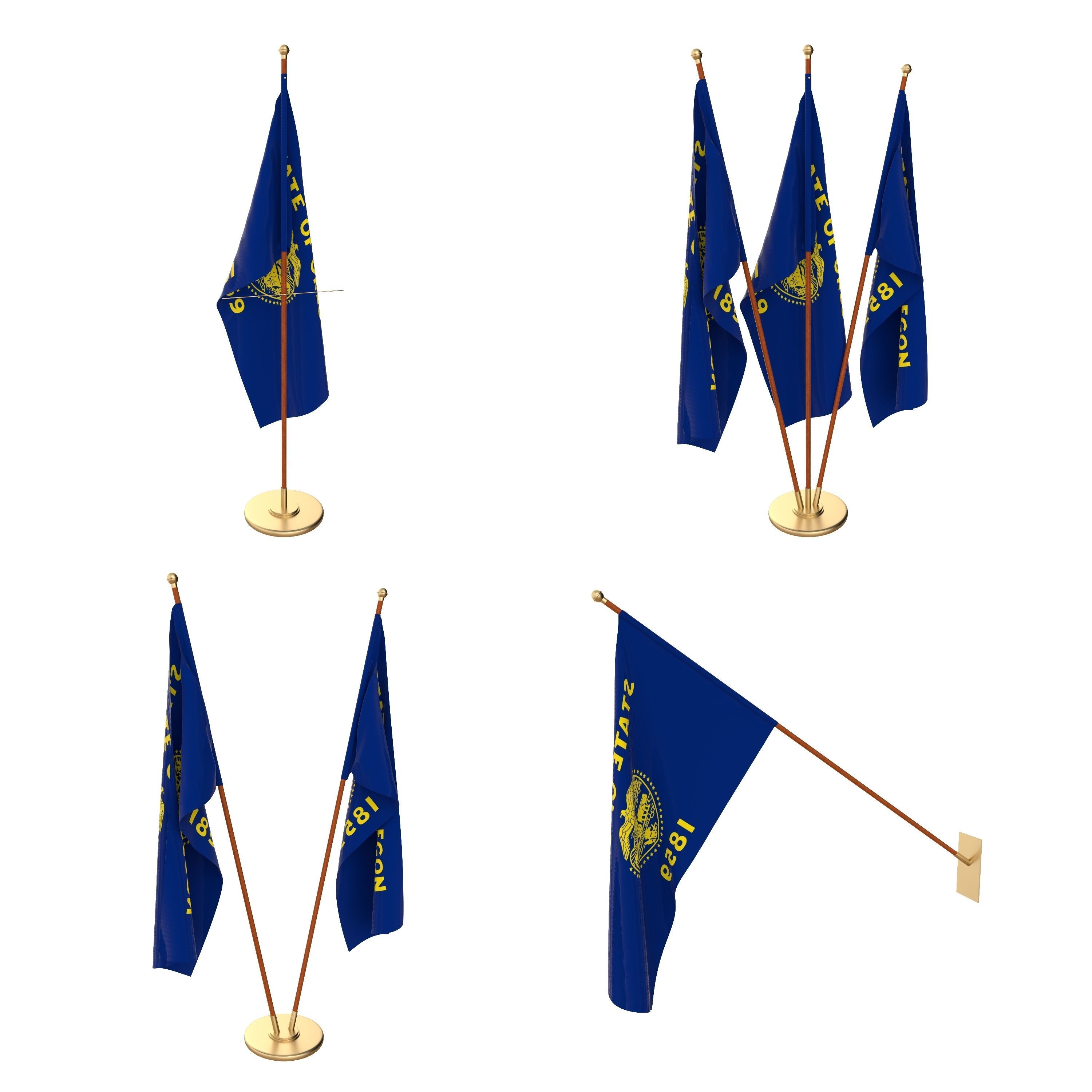 Oregon Flag Pack 3D model_1